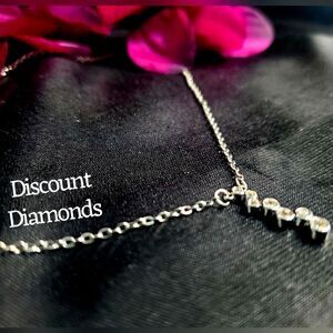 Clear White Round Diamond Pendant Necklace 10K White Gold on 925 Silver